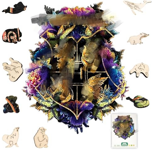 Puzzle Holzpuzzle Erwachsene 200 Teile Magische Holzpuzzle Spielzeug Tierform Wooden Tiere Jigsaw Puzzle für Erwachsene und Kinder Familienspielsammlung,Tierpuzzle DIY Kreative Geschenke,21x15 cm