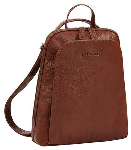 STILORD 'Ophelia' 2-in-1 Rucksack-Tasche Echtleder - Crossbody Bag Handtasche Leder Rucksack Klein - Cityrucksack Daypack Umhängetasche Damen Tagesrucksack 10,9 Zoll, Farbe:maraska - dunkelbraun