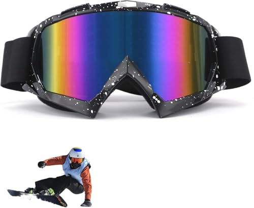 Dwitkul Occhiali Motocross,OTG Maschere Snowboard,Mascherina Casco Motocross - Antivento, Antiappannamento, protezione UV,Imbottiti Schiuma - Unisex per Moto, MTB, ATV, Casco Compatibile.（Nero）