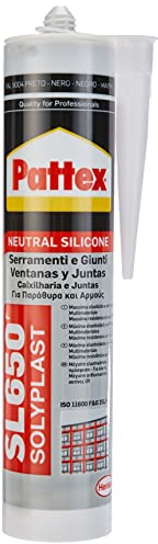 Pattex SL650 1533288, Silicona Neutra para Ventanas y Juntas, Color Negro, 300 ml