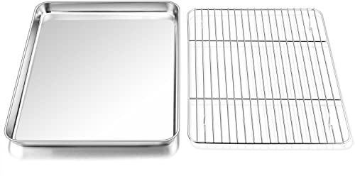 P&P CHEF Stainless Steel Baking Sheet with Rack Set for Cookie, 12.5 Inch