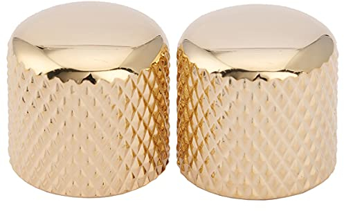 Musiclily Pro Metrische Stahl Gitarren Knöpfe Potiknöpfe Dome Knobs für Import Fender Telecaster E-Gitarre/Precision Bass, Gold (2er Set)