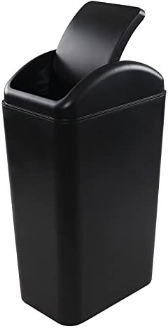 Vababa 1 poubelle en plastique avec couvercle basculant, poubelle fine, 10 litres (noir)