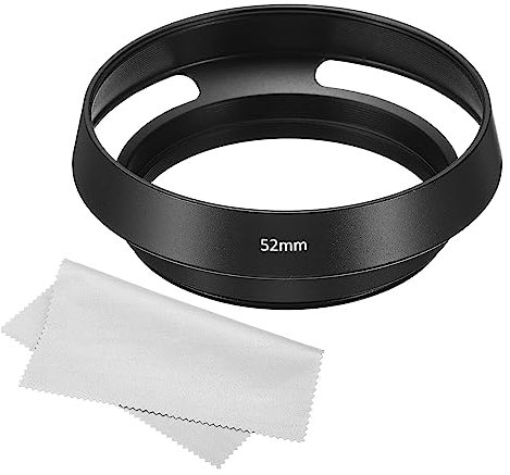 PATIKIL 52mm Lens Hood, Standard Vented Matte Surface Anti-reflective Inside Hood with Cleaning Cloth for Camera Lens, Black for Nikon, for Fujifilm, for Pentax, for Leica