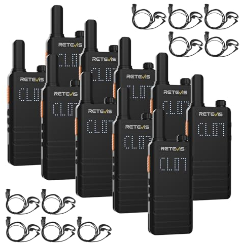 Retevis B63H Walkie Talkie, RT622P 2.0, PMR446 Dünn Funkgerät mit Bildschirm, 15mm Ultradünn, USB C, 103g Tragbar, Professionelles Funkgerät Set für Schul, Sicherheit (10 Stück, Schwarz)