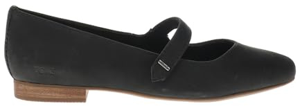 TOMS Womens Bianca Mary Jane Ballet Flats Casual - Black, Black Leather, 3.5 UK