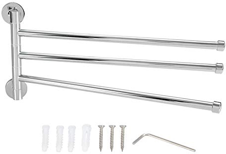 Porta Asciugamani Bagno da Parete, Portasciugamani Girevole in Acciaio Inox, Bagno Porta Asciugamani con 2/3 Barre Girevoli, Oscillante Portasciugamani per Bagno da Parete (3 Bars)