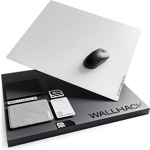 Wallhack 4.0 Tapis de Souris Gaming en Verre - Tapis de Souris Pro-Esport avec Surface Spécialisée pour la Vitesse et Le Contrôle avec Base en Silicone Intégrale - (SkyPAD Blanc, XL 43 cm x 49 cm)