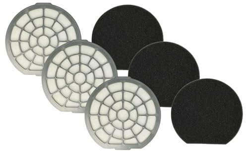 vhbw 3x dual motor protection filter compatible with Dirt Devil Infinity Proxima M 5052-5, M 5052-6, M 5052-7 Vacuum Cleaner