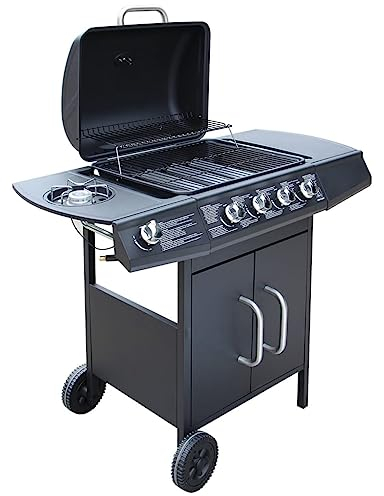 Générique Barbecue à gaz 4 + 1 Zone de Cuisson Noir,Maison & Jardin,Arts de la Table & Arts culinaires,Électroménager de Cuisine,Barbecues,Noir,43.59 LB,41899