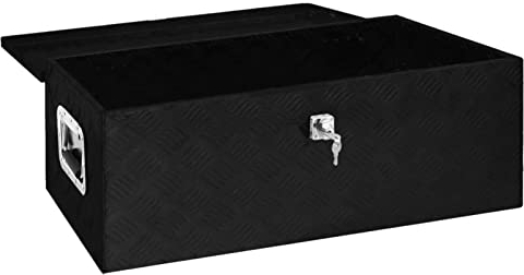Ailgely Aluminiumbox Werkzeugkasten Aluminiumkiste Deichselbox Aluminium, Anhängerbox mit Schloss und Schlüssel, stabil und wasserdicht 90x47x33,5 cm Aluminium