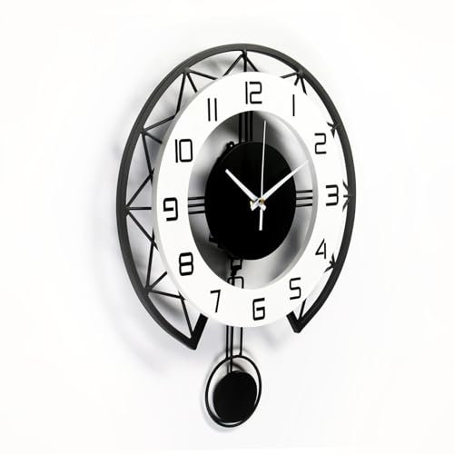 TBRFP Large Pendulum Modern Wall Clock, Decor Big Silent Non Ticking Battery Operated 17 Inch Wall Clock for Living Room Bedroom Office Indoor Home Decorative (17Inch)