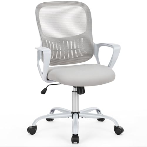 Sweetcrispy Silla de Oficina ergonómica, de Escritorio con Soporte Lumbar, reposabrazos Ajustables, Regulable en Altura, Adecuada para Dormitorio.