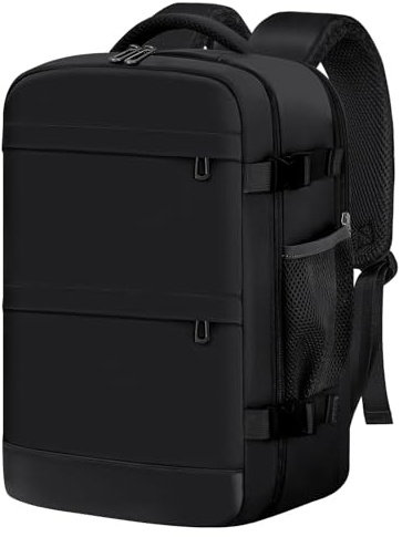KIRFEIHT Mochila Viaje Cabina Avion 40x20x25 20L para Ryanair - Ordenador Portátil 14 Pulgadas Maletas de Cabina Pequeña Equipaje de Mano para Negocios y Ocio - Negro