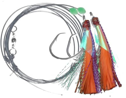 Fangxuee -Rigs 8/0 Köder, Köder-Rigs, Leuchtende Angelperlen, Haken Aus Kohlenstoffstahl für Süß-/Salzwasser C