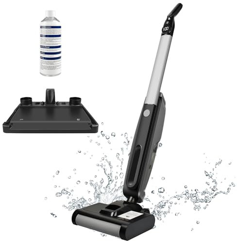 Aspiradora Fregadora sin Cable para Seco y Húmedo, 2 en 1 Aspiradora y Fregona, Ligera con Pantalla LED, Autolimpieza, Tanques Dobles de 0,75L, para Suciedad Pegajosa y Suelos Duros