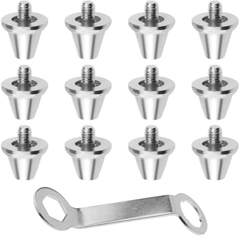 Vyanveo 12 Stück Schraubstollen Fussball Stollen Fußballschuhe Ersatzstollen mit Stollenschlüssel Fußballschuh-Spikes Aluminium Football Studs 2 Größen, 11mm, 13mm Fußball Ersatz Stollen