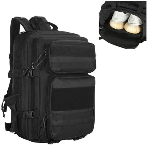 HUNTVP 50L Militär Rucksack Herren mit Schuhfach Taktischer Rucksack Molle Wanderrucksack Wasserdicht Tactical Backpack Sportrucksack Bundeswehr Daypack für Wandern Camping Outdoor