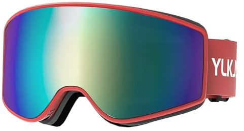 YLKJSWIM Kids Ski Goggles, Double-Layered Lenses Anti-Fog & OTG Scratch Snow Goggles 100% UV Protection Snowboard Goggles for Boys & Girls, Snowmobile, Skydiving, Dog Sledding(Red&Purple)