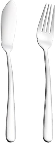 FUNNETOYU Juego de Cubiertos de Acero Inoxidable para Pescado 2 Piezas Cuchillo y Tenedor Diseño Minimalista Apto para Restaurante y Hogar Utensilios para Carne y Vajilla Resistente