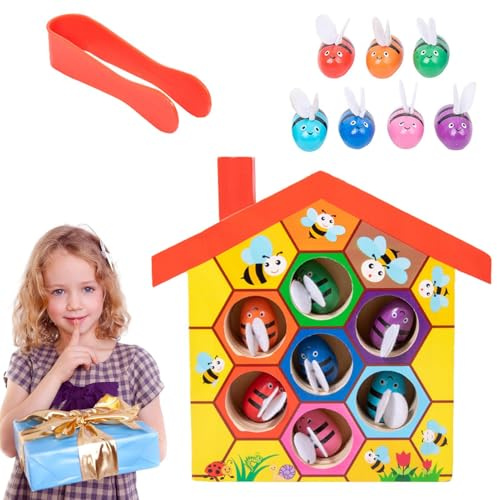 Generisch Jeu d'empilage – Bois de ruche d'abeille, léger | Puzzle confortable de tri des couleurs, puzzle éducatif pour reconnaître les couleurs et développer la motricité fine