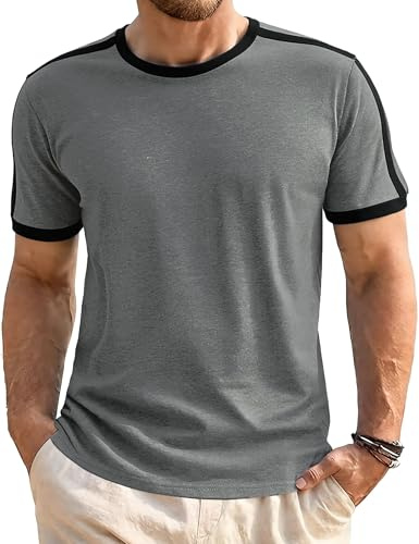 Wayleb Camisetas Manga Corta Hombre Básicas para Uso Diario | Camiseta Básica Hombre, Diseño de Color Liso, Manga Corta, Cuello Redondo, Para Verano, Oficina, Viajes y Uso Diario