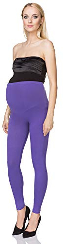 SOFTSAIL Maternity Leggings Pregnancy Pants Cotton Trousers With Belly Support Over Bump High Waisted Stretchy Soft Women Maternity Clothes Pregnancy Wear, Violet 12