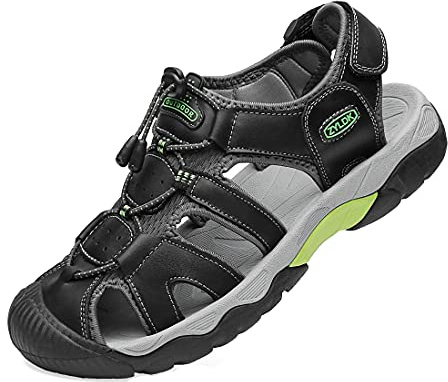 ZYLDK Herrsandaler läder strand vandringssandaler utomhusskor sommar vandringsskor män sport utomhus andas sandaler vandringssandaler strand vandringsskor, svart 1, 48 EU