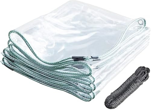 Clear Tarpaulin Waterproof Heavy Duty Transparent Tarp Sheet Camping Outdoor PVC Plastic Tarpaulins Ground Sheet Gazebo Cover - 420g/m² - 0.3mm Thick Windproof (2x3m)