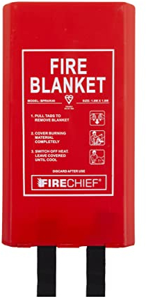 Firechief BPR4/K40 Kitemarked Budget Couverture anti-feu | Couverture anti-feu commerciale (1,8 m x 1,8 m) avec étui en plastique durable | Convient pour une utilisation à la maison, au travail et sur