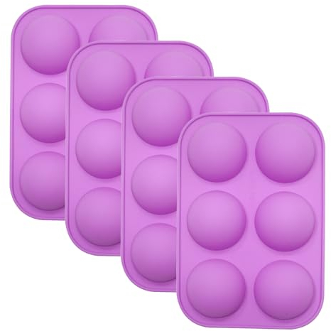 YXHZVON 4 Stück Silikonform Kugel, 6 Löcher Schokoladenformen Halbkugel Backform Ø 5 cm für Schokolade, Kuchen, Gelee, Dome-Mousse(Violett)