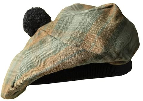 YAS skotsk hatt Tam o' Shatner Tammy Jimmy platt hätta i många tartaner, Svart klocka väderbiten, one size