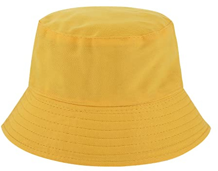 WLLHYF Sombreros de pescador reversibles, de algodón de doble color, sombrero plegable para el sol, negro/amarillo, Talla única
