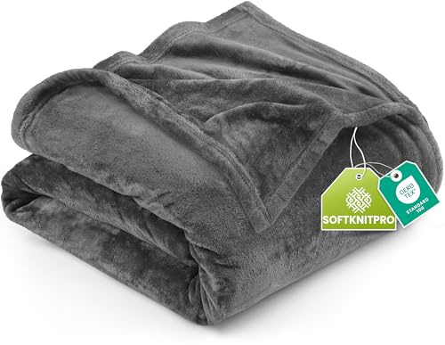 Utopia Bedding Fleece Blanket Twin XL Size Grey 300GSM Luxury Anti-Static Fuzzy Soft Microfiber Dorm Bed Blanket (90x76 Inch)
