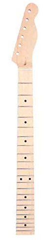 Guitar Neck, 22 Frets Maple Wooden Electric Guitar Neck with Black Mark Dots for TL Style Guitars (With rear center line)
