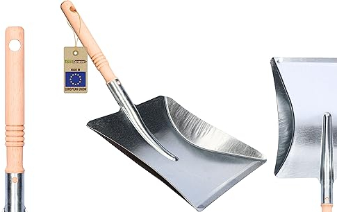 ToolSpace Pelle Metal - Ramasse Poussiere Metalique 45 cm pour Jardin Balayage Extérieur - Rectangulaire avec Manche en Bois pour Poussière Nettoyage Maison Sol Domestique Atelier Intérieur