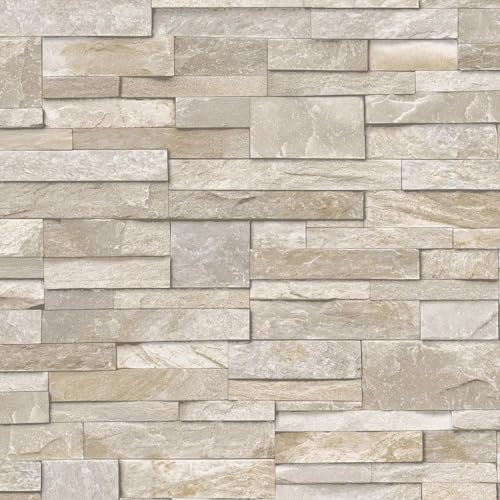 WALLPAPER EMPIRE Sand & Stone 3D Slate Stone Brick Effect Wallpaper Washable Vinyl