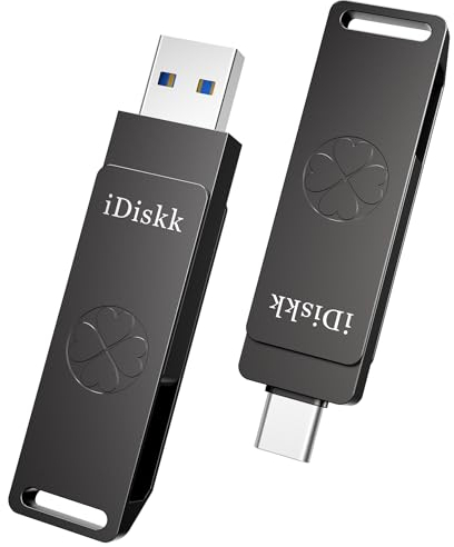 iDiskk Unidad Flash USB de Estado sólido de 256 GB, USB 3.2 de 1000 MB/s, Unidad de Pulgar de Alta Velocidad SSD, Gen2 USB-C Photo Stick para iPhone 15/USB-C iPad/teléfonos Android, Laptop/Mac y