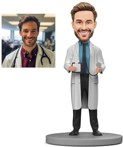 MYBOBBLE Custom Bobblehead, Custom Doctor Bobbleheads - Male Doctor with Stethoscope and Medical Record Book,Fully Customizable with Polymer Clay,Personalized Bobbleheads Best Gifts for Someone