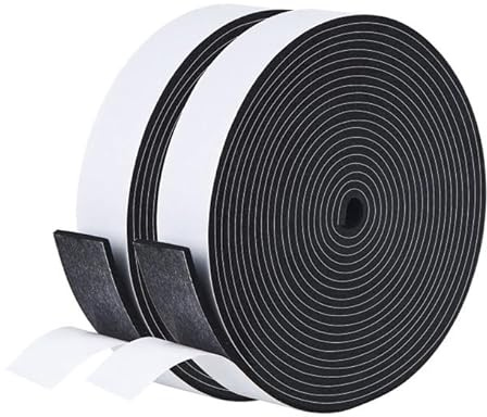 GuangTouL Extra Wide Self Adhesive Foam Strip, Weather Stripping Door Seal Draught Excluder, Foam Tape Insulation Strip for Doors Windows Frames, Soundproof Seal, 2 Rolls Total 10m (25mm x 3mm x 5m)