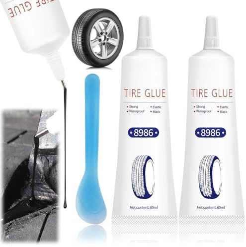 Zinueen Felgen Reparaturset Inklusive Gummikleber | Reifendichtmittel mit 120ml | Für Auto/Motorrad/Fahrrad | Repariert Löcher und Risse Schnell