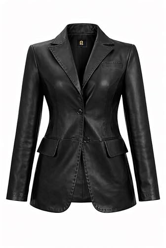 Rauly Women’s Black Genuine Leather Blazer Coat – Tailored Brown Leather Jacket Women