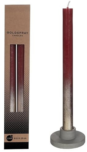 Velas cónicas con purpurina dorada metálica, juego de 2 velas decorativas con purpurina, cumpleaños, Navidad, aniversario (burdeos)