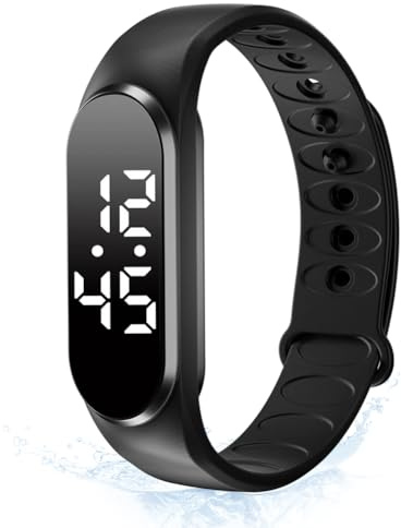 CEWROM Orologio vibrante con promemoria, sveglia silenziosa, per ragazzi/ragazze, orologio sveglia originale con timer e allarmi quotidiani, IPX67 impermeabile (nero con quadrante)