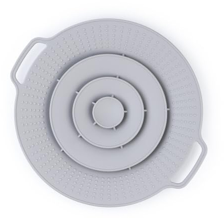SCBOY Ø 30 Cm Coperchio Universale E Paraspruzzi In Silicone Per Pentole Resistente Al Calore Per Fornelli E Microonde Lavabile In Lavastoviglie (Grigio)