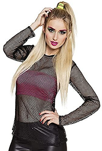 Retro Fischnetz Shirt M/L Schwarz