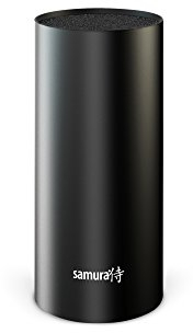 Ceppo portacoltelli H 22 cm Ø 11 cm con inserto in setole nero opaco