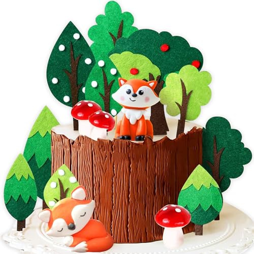 JeVenis Woodland Decoración para tarta de cumpleaños, animales del bosque, animales del bosque, cumpleaños, animales del bosque, decoración para tartas (color1)