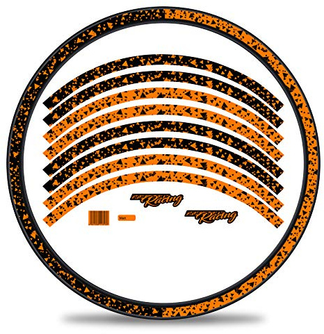 Finest Folia 16-delat set fälg kant klistermärke för cykel fälgar i 2 ansiktsdesign komplett set för 69 cm (29 tum) för landsvägscykel mountainbike MTB löphjul RX031 (neon orange, matt)