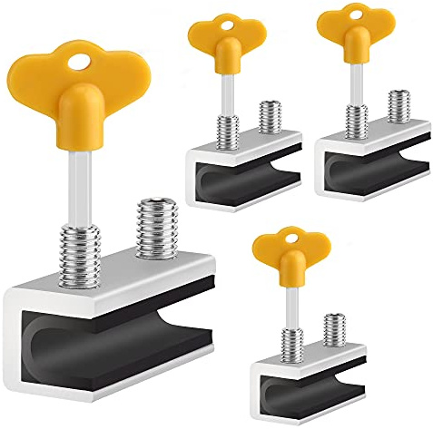 Window Locks, 4 Sets Sliding Security Window Lock with Key for Vertical & Horizontal Sliding Windows & Sliding Doors, Adjustable Window Locks Security Window Stoppers for Patio Bedroom Home and Office